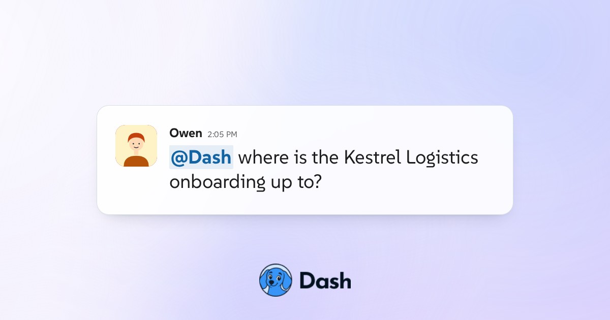 Conversation preview for Ask where a customer onboarding run stands