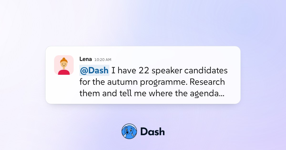 Conversation preview for Research the programming slate for an event